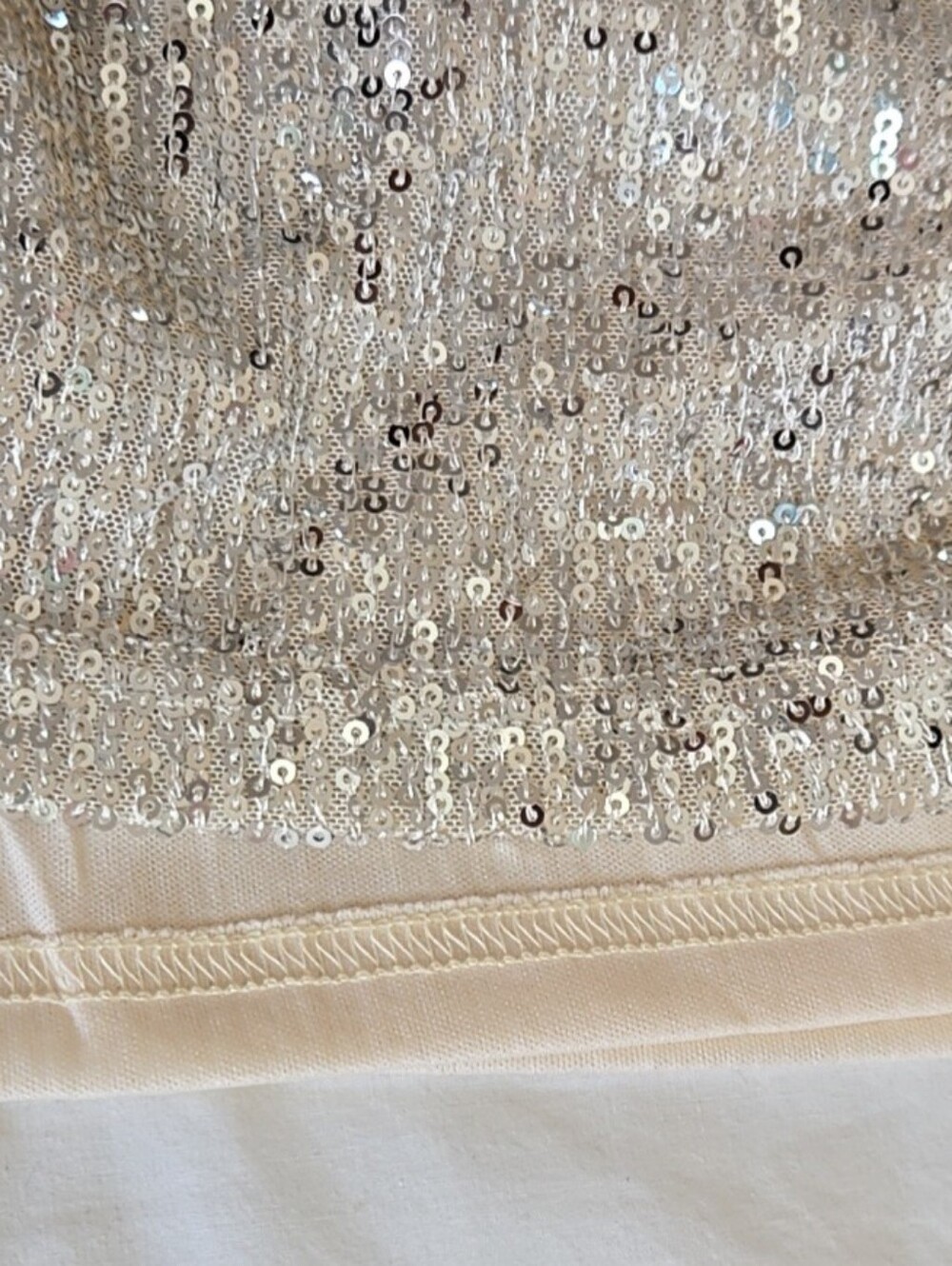 Women's Aakaa Long Silver Sequin Wide Leg Lined Side Zip Pant SIze Small - Picture 7 of 10